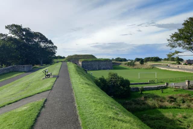 Berwick town walls looking towards the Brass Bastion.