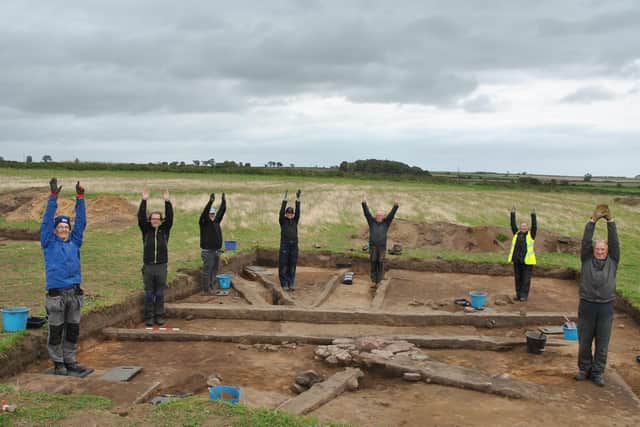 Excavators as posts of the post-built building. Picture: Jane Harrison.