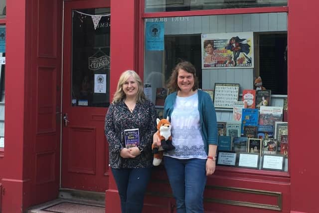 Lisa Hobman, left, and Claire Morton outside the Slightly Foxed second-hand book shop in Berwick. Picture by Canon Alan Hughes.