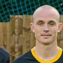 Liam Henderson (left) who netted a hat-trick, and Jack Foalle, who scored the other two goals in Morpeth’s 5-1 win at Radcliffe on Saturday.