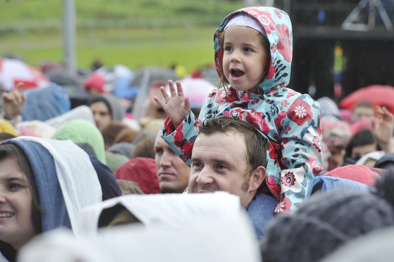This young fan is head and shoulders above the rest of the crowd for Jessie J's concert in the Pastures beneath Alnwick Castle on Saturday, August 25, 2012.