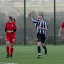 Libby Rees celebrates scoring against Hull United. Picture: Alnwick Town Ladies