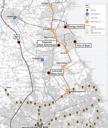 A map of the proposed Northumberland Line.