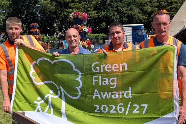 From left, Adam Young, Coun John Riddle, Bryan Ford and Stephen Bain pictured at Carlisle Park in Morpeth.