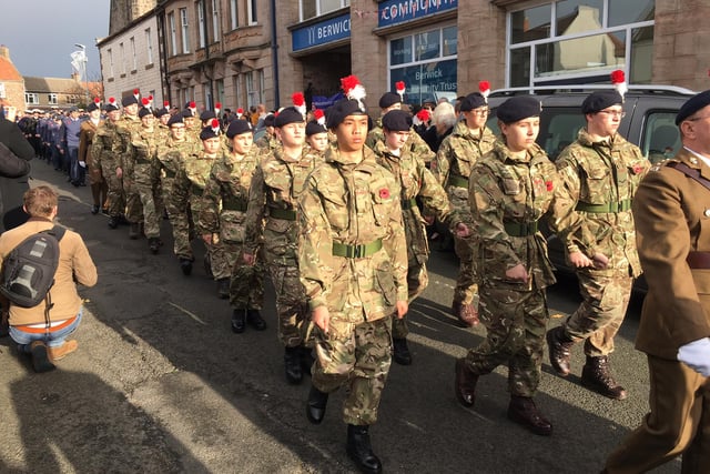 Berwick army cadets on parade.