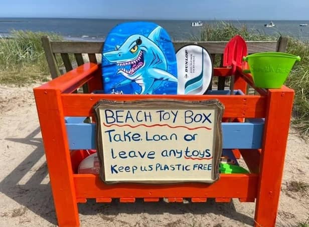 One of the beach toy boxes.