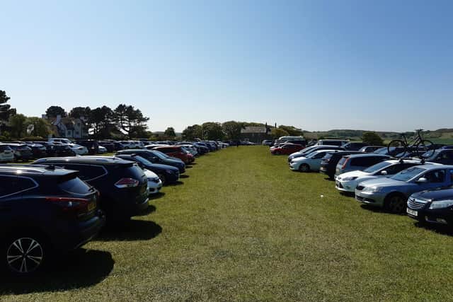 The Glebe Field in Bamburgh has been used as a temporary overflow car park.