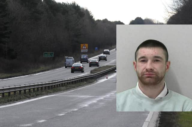 Robert Atkinson (inset) was clocked doing 121mph on the A189 Spine Road.