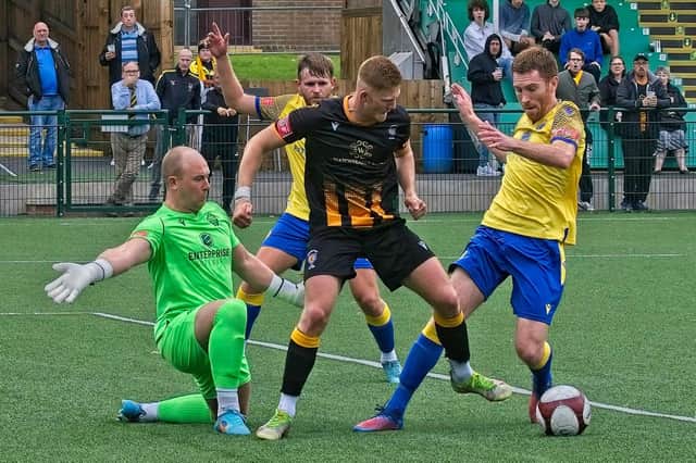 Action from Morpeth Town v Warrington.Picture by George Davidson.