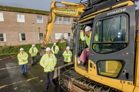 Anne-Marie Trevelyan MP marks the start of works on Northumbria Healthcare’s new hospital in Berwick with chief executive Sir James Mackey and Annaluisa Wood, Damon Kent, David Smailes and Marion Dickson from the trust.