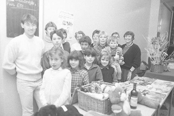 Morpeth Action Aid's coffee morning in the town hall in 1985.