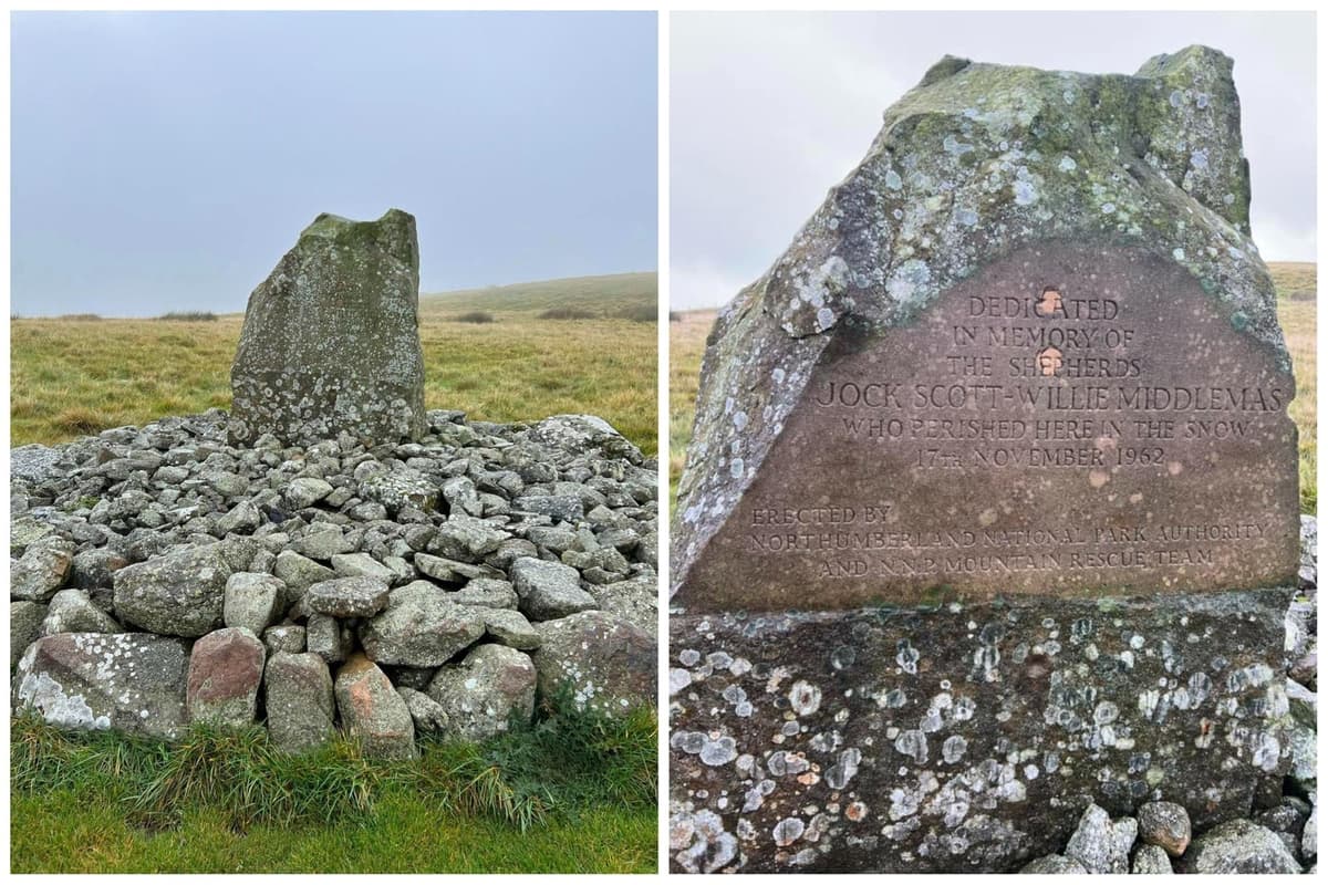 Memorial cairn with a tragic story in the Northumberland hills is restored thanks to donations 