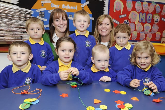 Vicky Jackson and Louise Laskey with the afternoon nursery at St Michael's First School in Alnwick.
