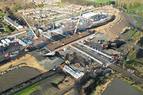 Construction is progressing on the station at Newsham, which will open alongside Ashington and Seaton Delaval in the summer. (Photo by Northumberland County Council)