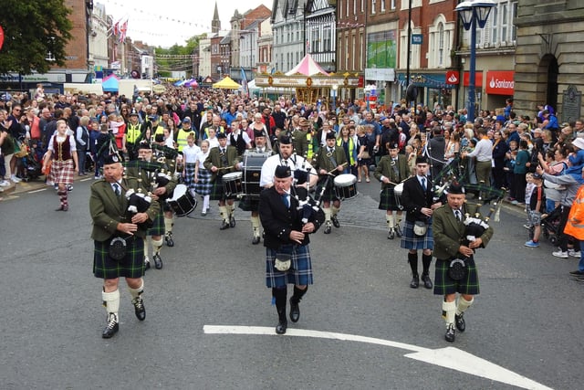 Morpeth Pipe Band pictured during the parade.