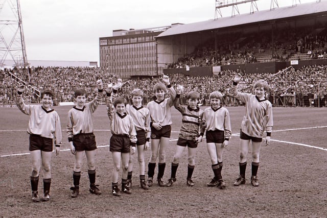 Tweedmouth Middle School pupils got to play at St James’ Park in a special invitation six-a-side prior to the Newcastle against Tottenham match in 1986. The boys, from left to right, were Allan Hall, Allan Fish, Jamie Stewart, Martin Renton, Scott Mitchell, Steven Strachan, Marc Payne and Darren Cromarty.