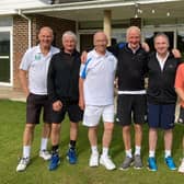 The Morpeth over-60 team - the four players from the right - with players from Shotley & Benfieldside Tennis Club. Picture: Morpeth Tennis Club