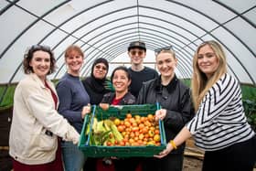 From left, Kate Myers of Newcastle Building Society, WEWGC farm development manager Jill Heslop, project member Iqbal, WEWGC community gardener Shireen Abdullah, project volunteer Jen, Alice Millican of Newcastle Building Society and Charlotte Norrie of Newcastle Strategic Solutions.