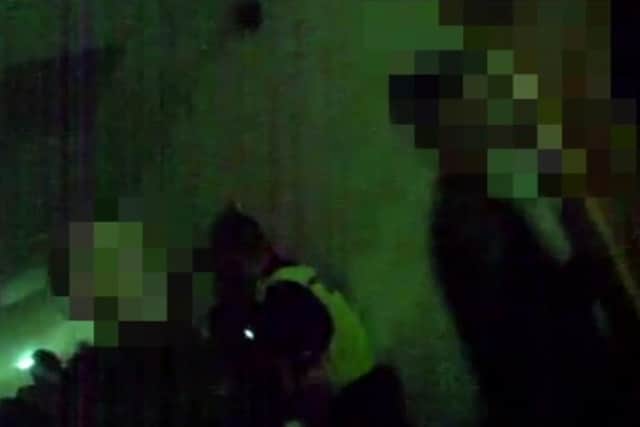 Body cam footage shows floods of people leaving  the illegal rave.