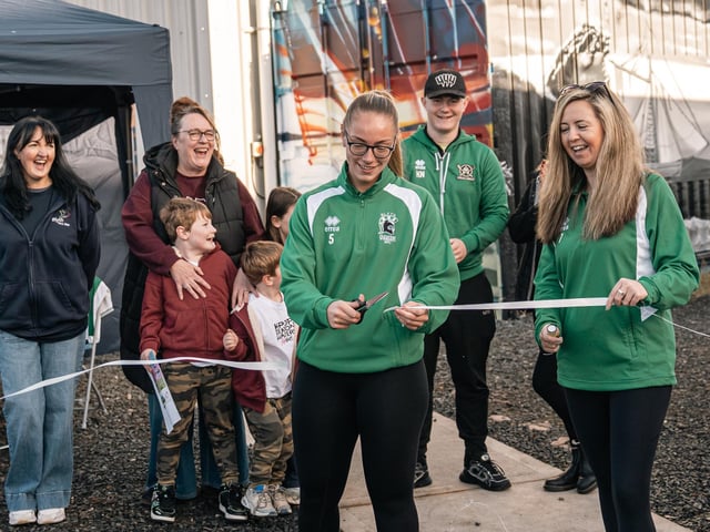 Blyth Spartans cutting the ribbon.