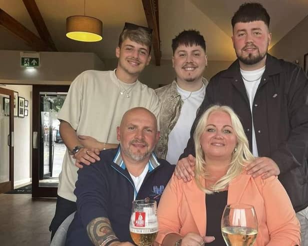 Russel Cook, Louise Cooke and their three sons Spencer, Liam and Daryll.