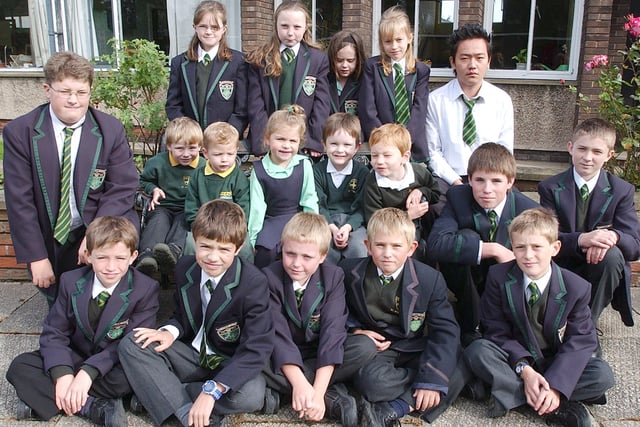 New starters at St Oswald's School, Alnwick, in September 2004.