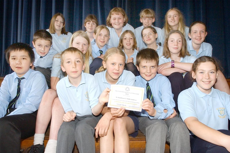 Pupils from Dr Thomlinson Middle School, Rothbury, with their Maths Challenge certificate.