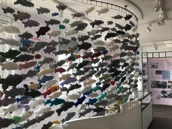 The shoal of knitted herring at the Old Low Light Heritage Centre.