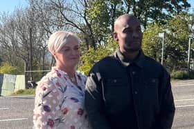 Melanie Graham with Paul C. Brunson during the filming for Red Flag.