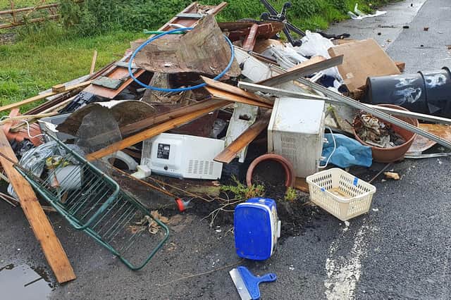 Some of the fly-tipping left by Daniel Brown in Mill Lane, Seghill.