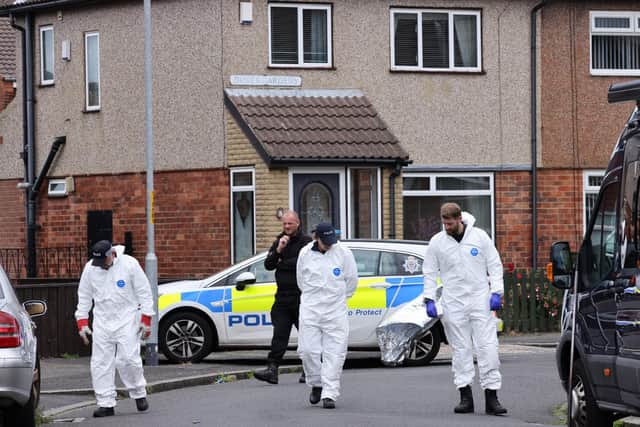 Forensics teams search the Duke's Gardens area of Blyth. Picture: North News and Pictures