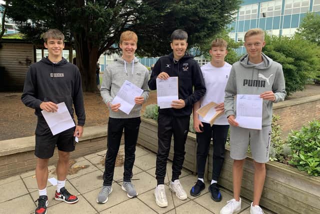 Delighted students from Whitley Bay High School with their GCSE results.