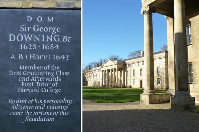 Plaque to the 1st Baronet – it doesn’t enlarge on his personality – and Downing College, Cambridge.
