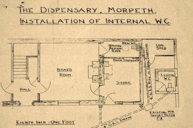 Plan of the Dispensary, 1954. The waiting room was in the part marked Store.