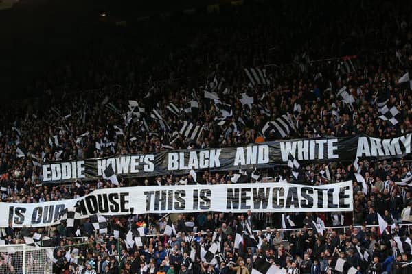 Newcastle United fans unveil a banner for Eddie Howe ahead of the clash with Brentford in November 2021 (Photo by Alex Livesey/Getty Images)