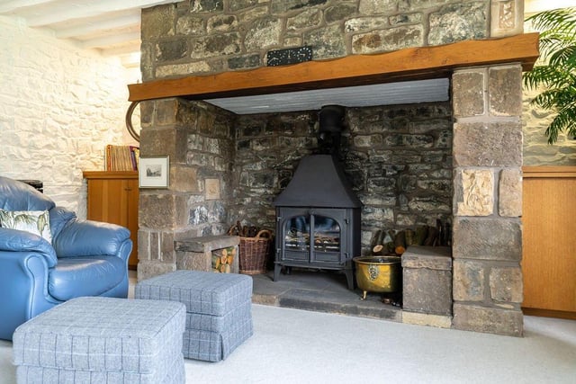 One of two Inglenook fireplaces.