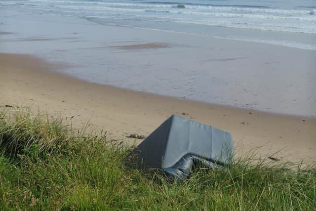 A sofa dumped in the dunes at Cocklawburn, near Berwick.