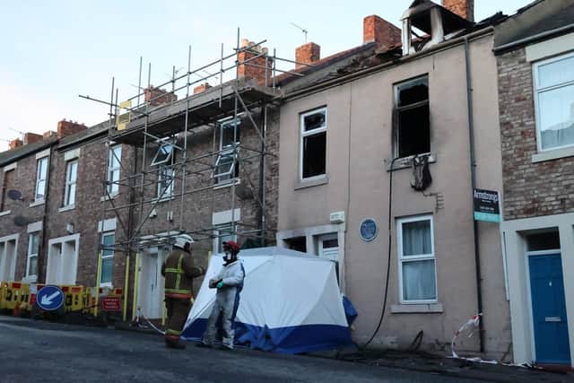 The aftermath of the fire in Vicarage Street, North Shields.