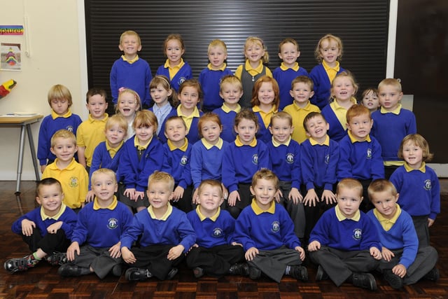 The new reception class pupils at St Michael's First School, Alnwick.