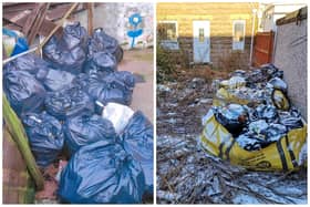 The offending waste on Beatrice Street (left) and King George's Road (right). (Photo by Northumberland County Council)