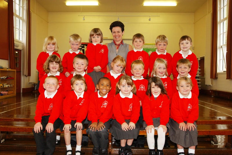 New starters at Belford First School in September 2003.