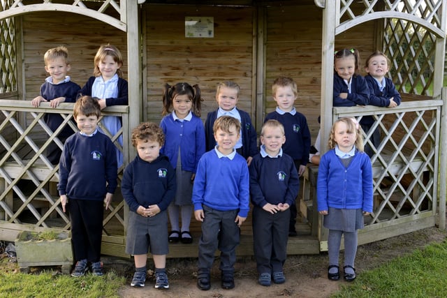 Ellingham First School's new pupils in their gazebo.