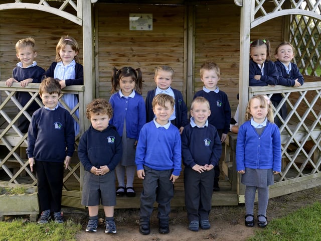 Ellingham First School's new pupils in their gazebo.