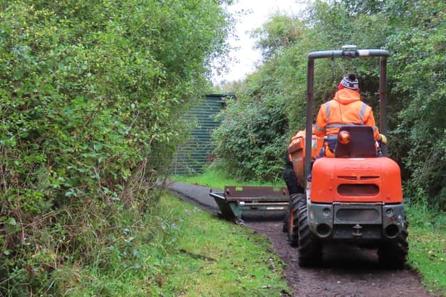 Laying of the accessible path at the West Hide. Picture by Holly Hauxley.