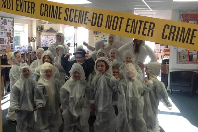 Lowick and Holy Island First School pupils on their CSI day.