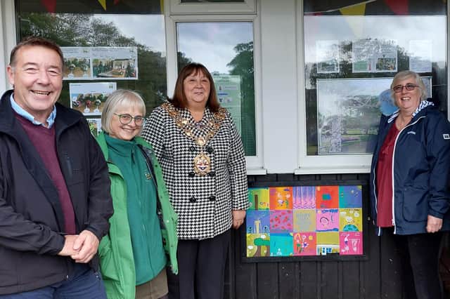 Left to right: Warren Taylor; Fiona Gibson, Friends of Ridley Park; Mayor Cllr Margaret Richardson, and Cllr Aileen Barrass.