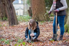 Like this family, people can help to plant some of the 100,000 snowdrops at Wallington this half term. Picture by Alex Prain (National Trust Images).