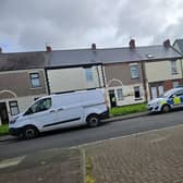 Police at the scene in the Newsham area of Blyth. Picture by Reece May.