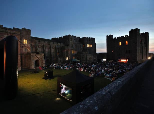 Open air film night at Bamburgh Castle. Photograph: Stuart Boulton. 