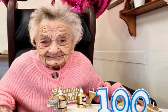Betsy Lightly celebrates her 100th birthday at Station Court care home.